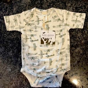 Kate Quinn Organics Bamboo 3-6 Mth Airplane Onesie